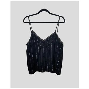 VICTORIAS SECRET | BLACK METALLIC LACE TRIM CAMI